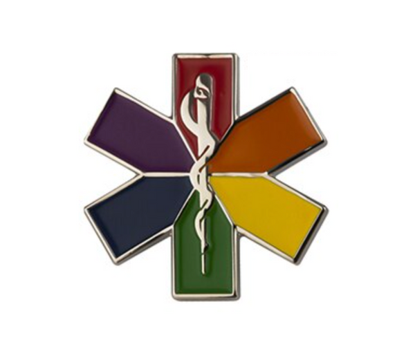 50 Pins - Rainbow EMT Star of Life Lapel Pin (1" x 1") LGBTQ Support