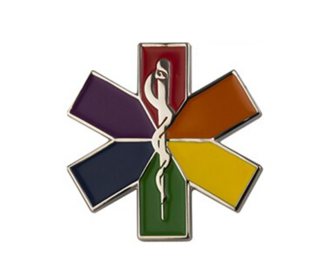 Rainbow EMT Star of Life Lapel Pin (1" x 1") LGBTQ Support