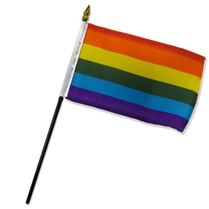 Rainbow 4" x 6" Single Hand Flag
